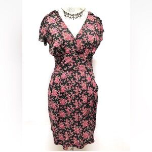 Faux wrap Louche DRESS BOHO WHIMSIGOTH Y2K COTTAGE CORE floral Skater SHORT MED